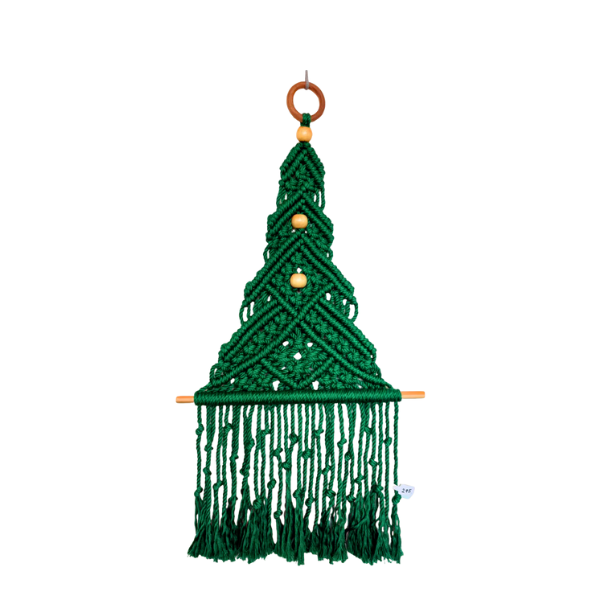 Macrame Christmas Tree Wall Hanging – Large Green Handmade Holiday Decor