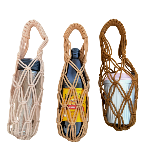 Handmade Macrame Bottle Holder - Tumbler Carrier – Fit 300ml–1L | Eco Reusable Carrier | AU stock