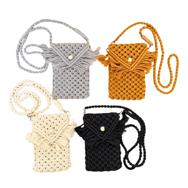 Macrame Crossbody Phone Bag Handmade – Fits 17 16 15 14 13 Pro Max, Galaxy Ultra