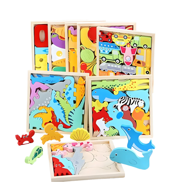 Wooden Logic Puzzle Board - Montessori Educational Toy (Age 3+)