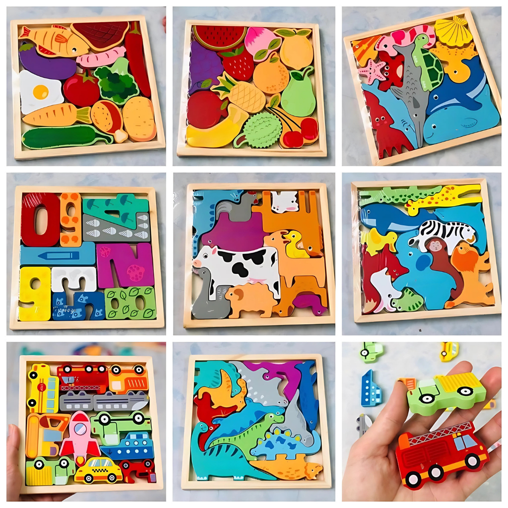 Wooden Logic Puzzle Board - Montessori Educational Toy (Age 3+)