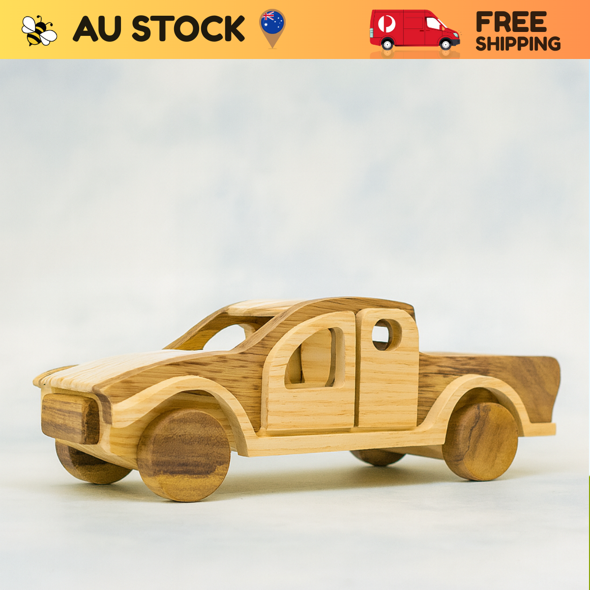 Wooden Pickup Truck – Montessori Vehicle Toy (Age 2+)