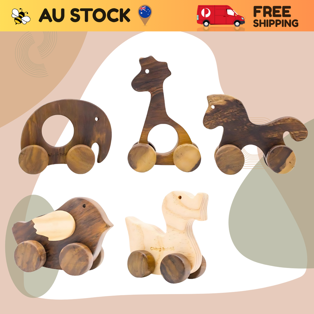 Wooden Animal Set (5 pcs) – Montessori Educational Toy (Age 2+)