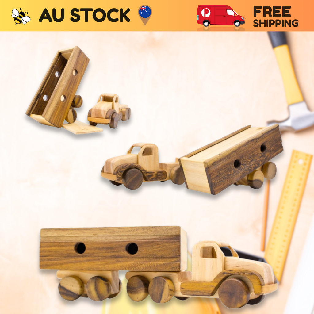 Wooden Container Truck – Montessori Vehicle Toy (Age 2+)