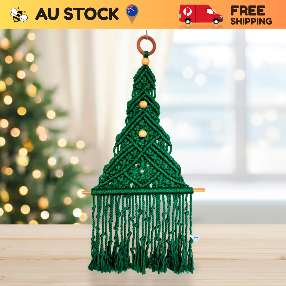 Macrame Christmas Tree Wall Hanging – Large Green Handmade Holiday Decor