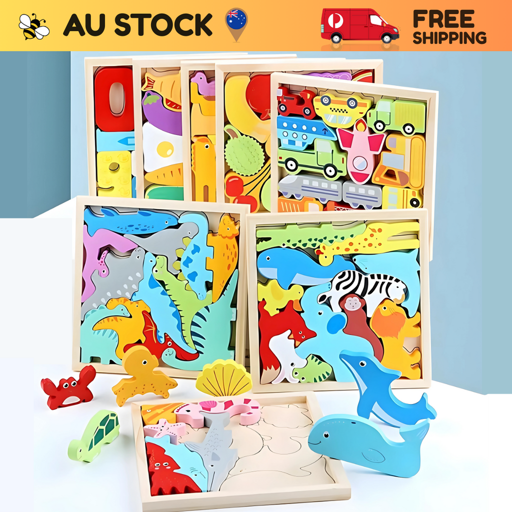 Wooden Logic Puzzle Board - Montessori Educational Toy (Age 3+)