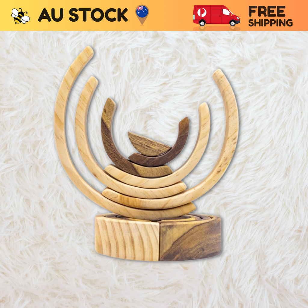 Wooden Rainbow Stacker – Montessori Educational Toy (Age 2+)