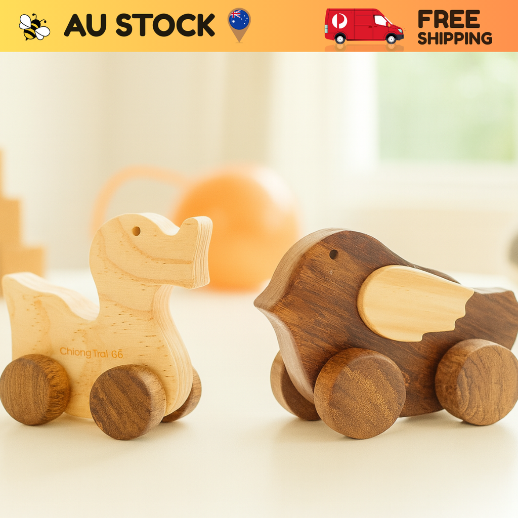 Wooden Chicken & Duck Set – Montessori Roleplay Toy (Age 2+)