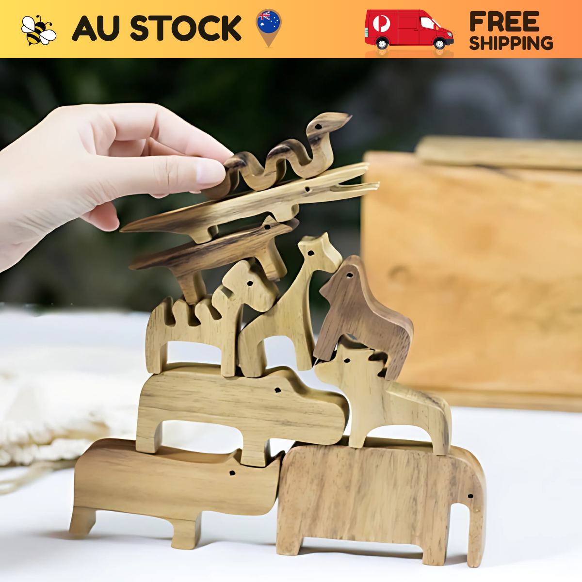 Animal Balancing Wooden Blocks (Box included) – Montessori STEM Toy for Coordination & Problem Solving (Age 2+)