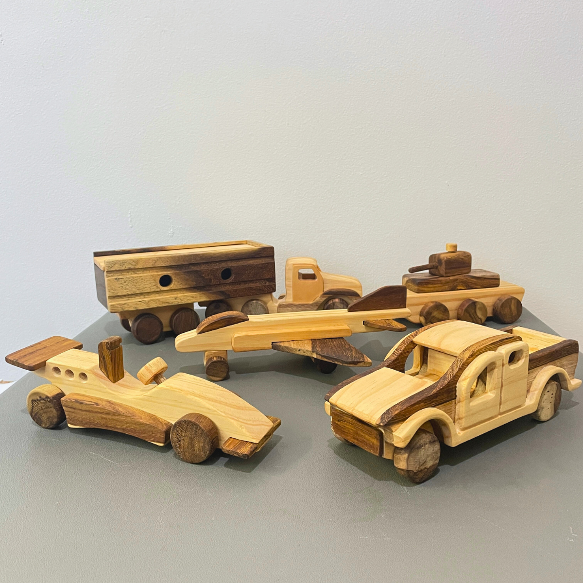 Wooden Vehicle Toy Collection (Single Models & Combo Sets) | Safe Toddler Car Toys, Trucks, Plane & Tank | Ultimate Christmas / Birthday Gift for Kids