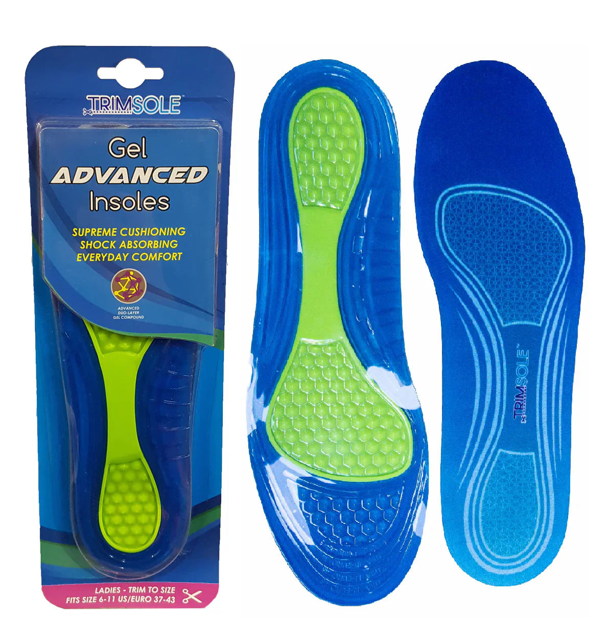 TRIMSOLE Gel Advanced Insoles - Comfort & Shock Absorption for Women