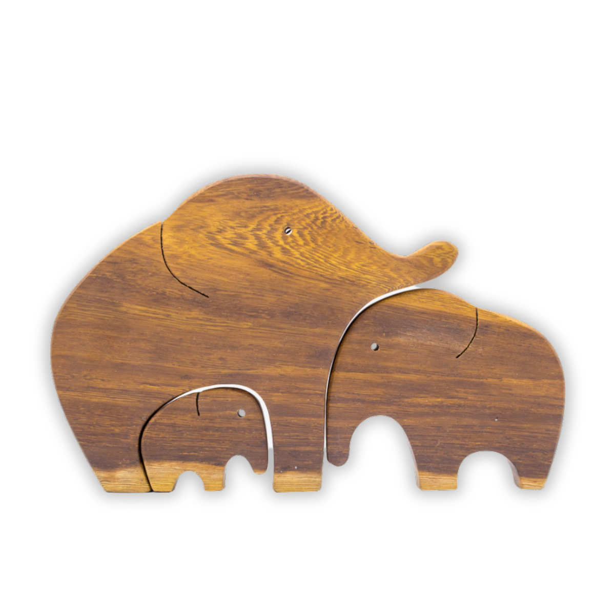 Elephant Family Wooden Puzzle – Montessori Educational Toy (Age 2+)