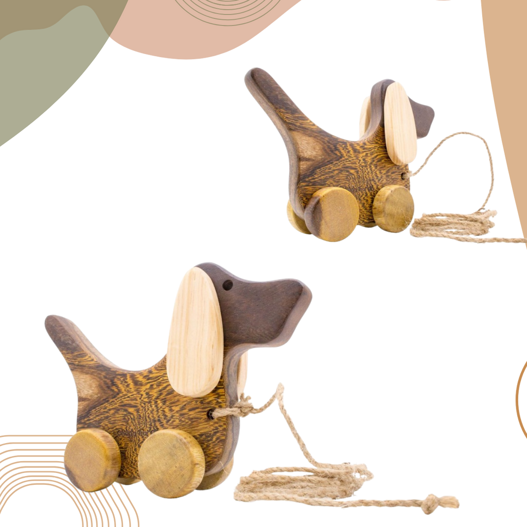 Ear-Flapping Wooden Dog – Montessori Roleplay Toy (Age 2+)