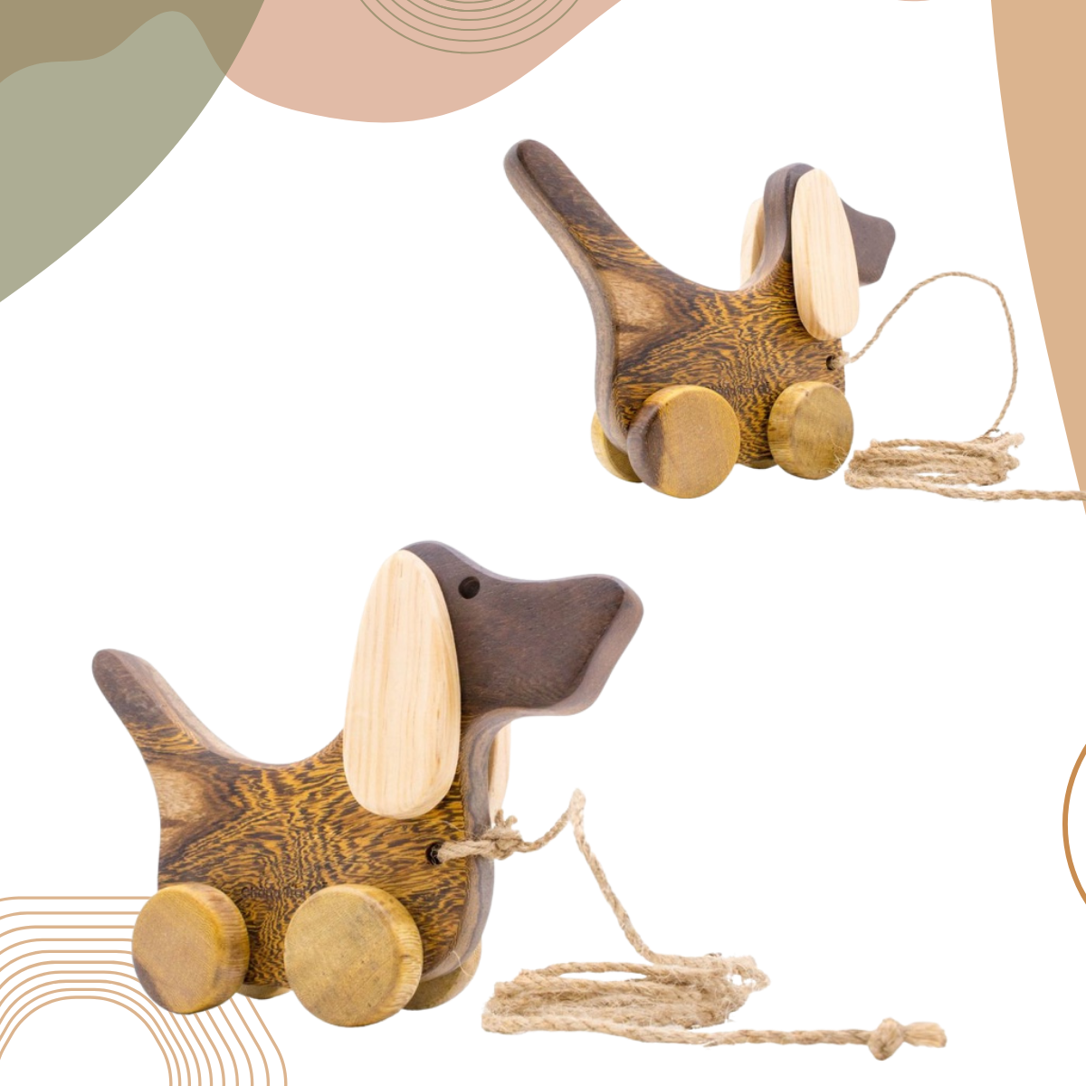 Ear-Flapping Wooden Dog – Montessori Roleplay Toy (Age 2+)