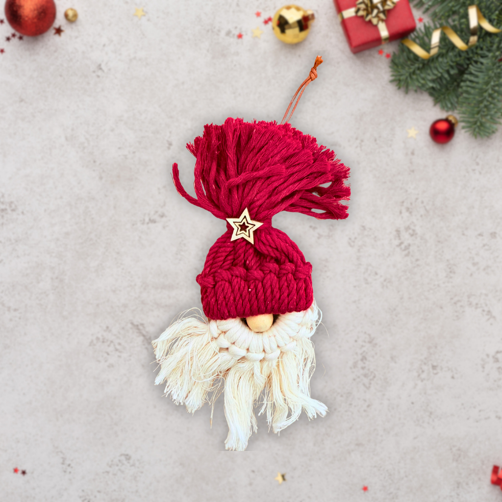 Macrame Christmas Tree Hanging Decor Set – 9pcs Handmade Ornaments