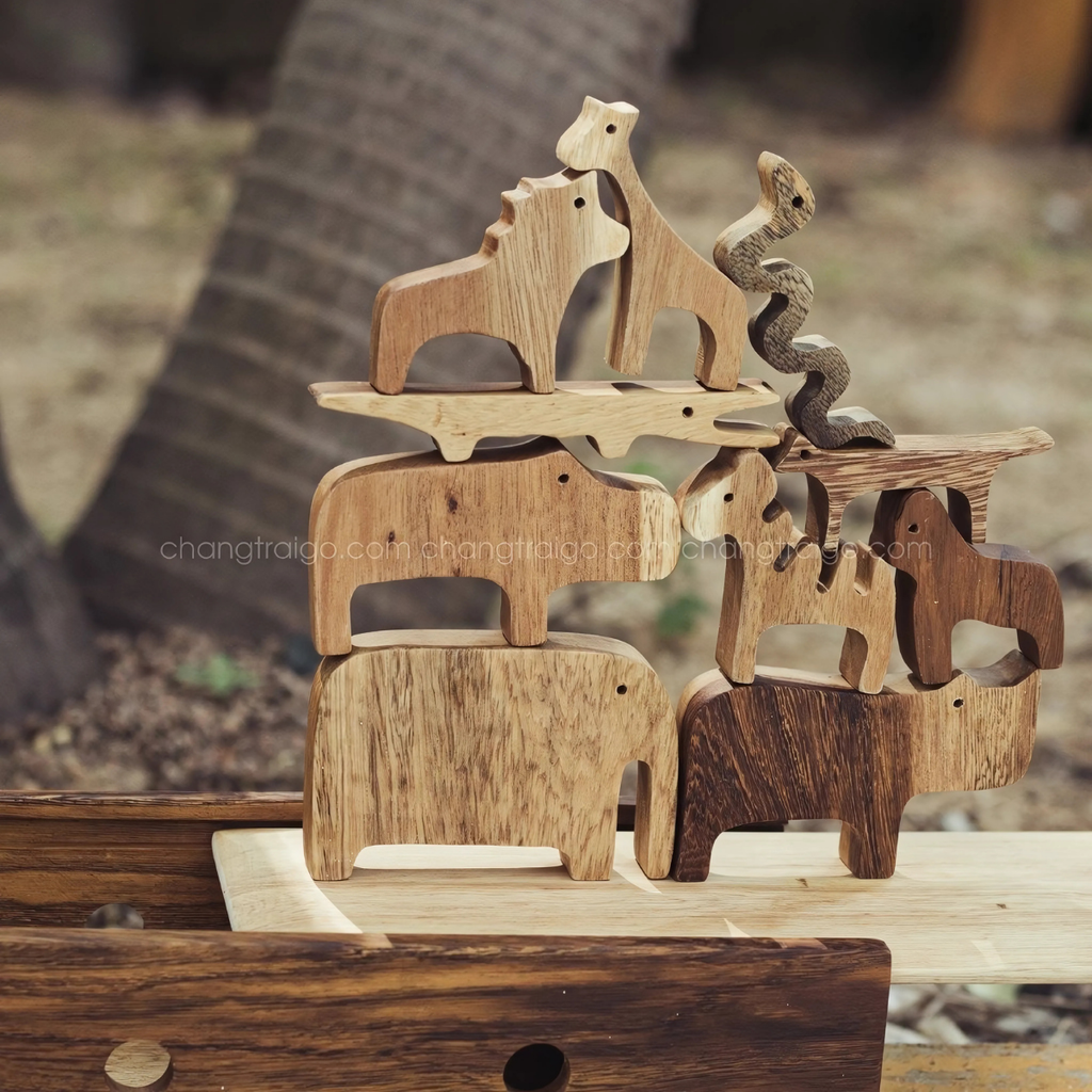 Animal Balancing Wooden Blocks (Box included) – Montessori STEM Toy for Coordination & Problem Solving (Age 2+)