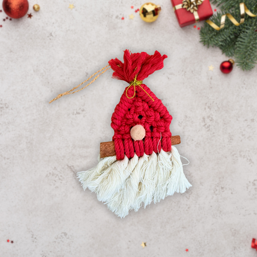 Macrame Christmas Tree Hanging Decor Set – 9pcs Handmade Ornaments