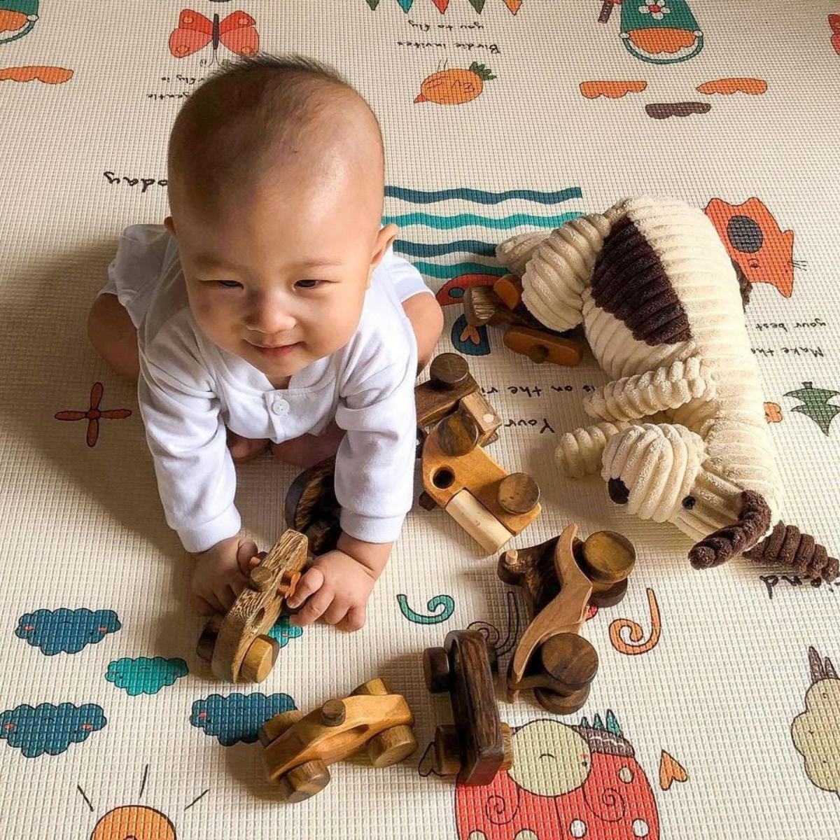 Wooden Vehicle Set (8 pcs) – Montessori Roleplay Toy (Age 2+)