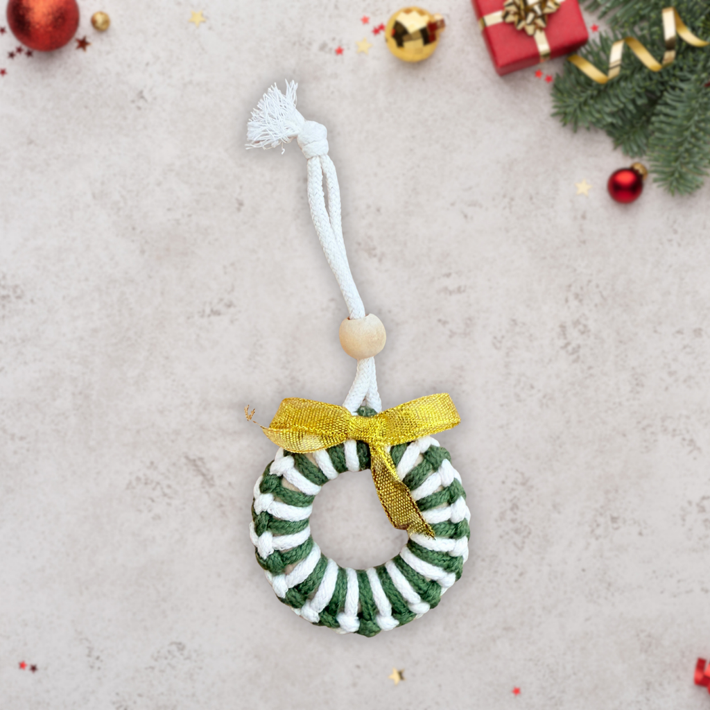 Macrame Christmas Tree Hanging Decor Set – 9pcs Handmade Ornaments