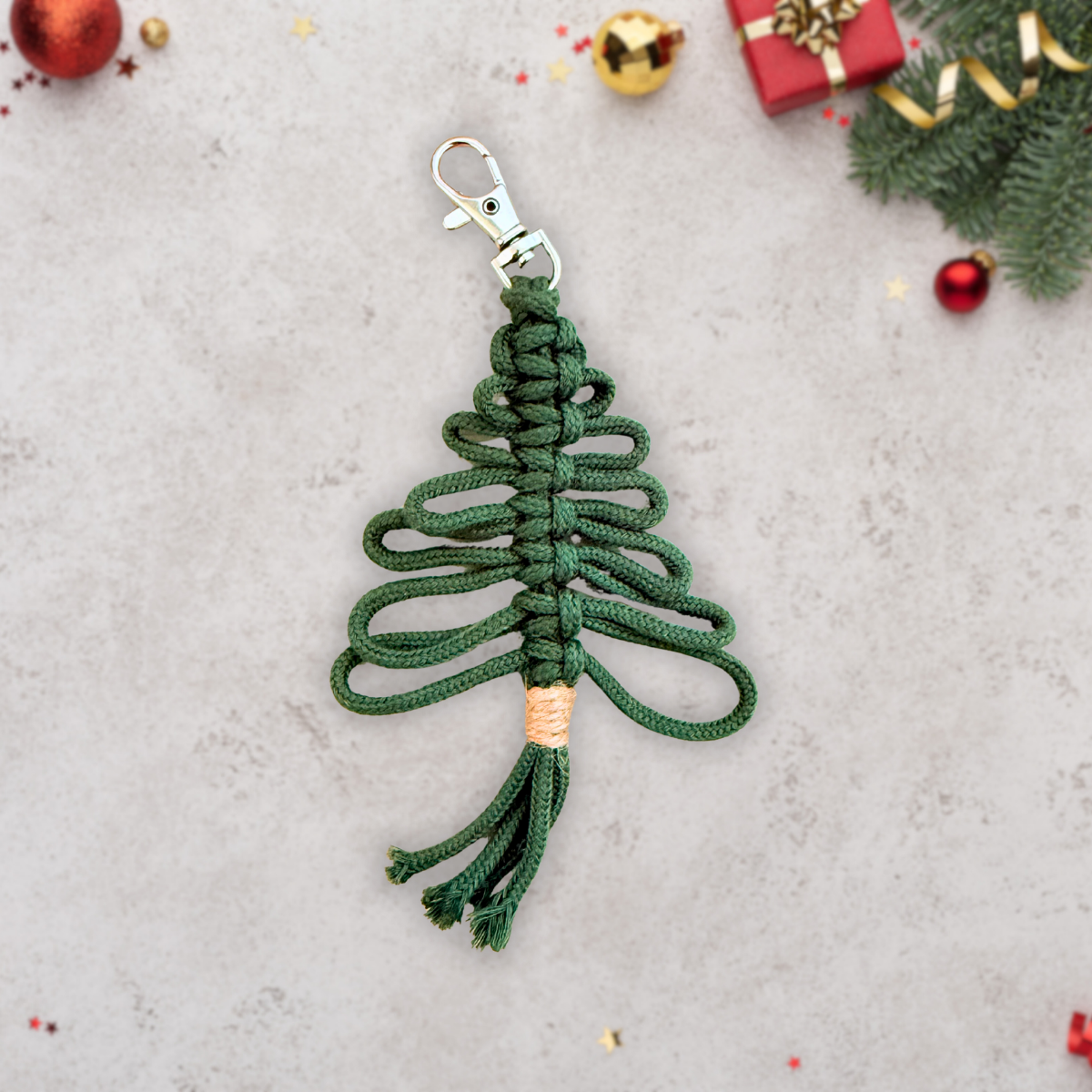 Macrame Christmas Tree Hanging Decor Set – 9pcs Handmade Ornaments