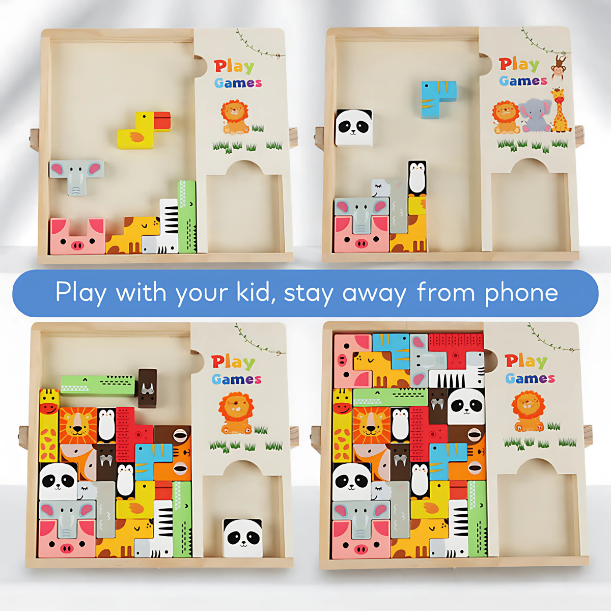 Montessori Wooden Puzzle Block Board – Creative Logic & Spatial Learning Toy for Kids