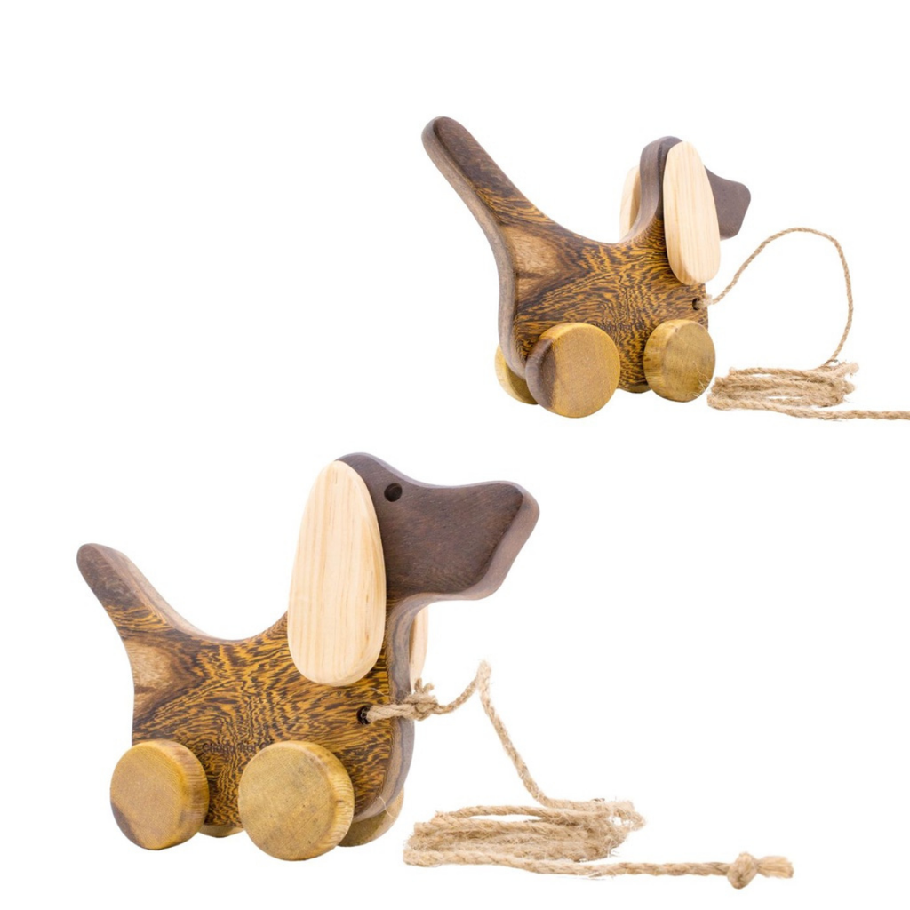 Ear-Flapping Wooden Dog – Montessori Roleplay Toy (Age 2+)