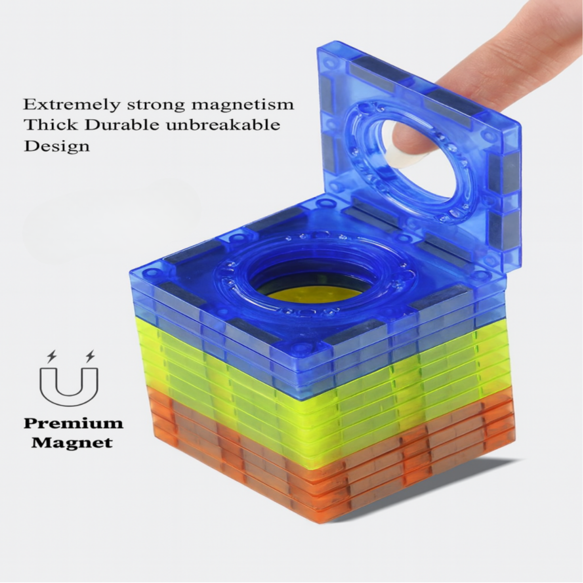 Colorful Magnetic Tile Set (Large - 73 pcs) STEM Educational Toys | Kids Birthday Christmas Gift