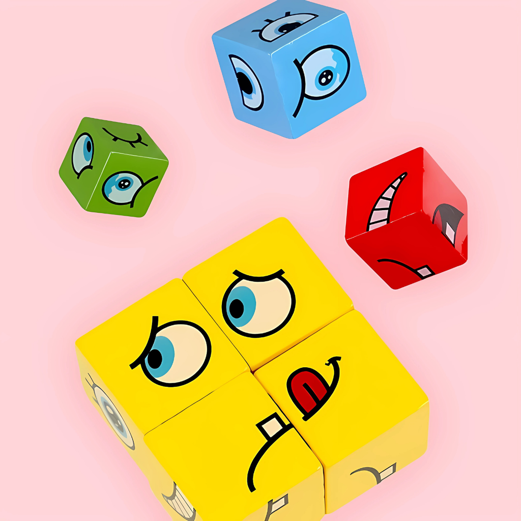 Face-Changing Cube Puzzle – Montessori Logic & Reaction Game for Kids (Age 3+)