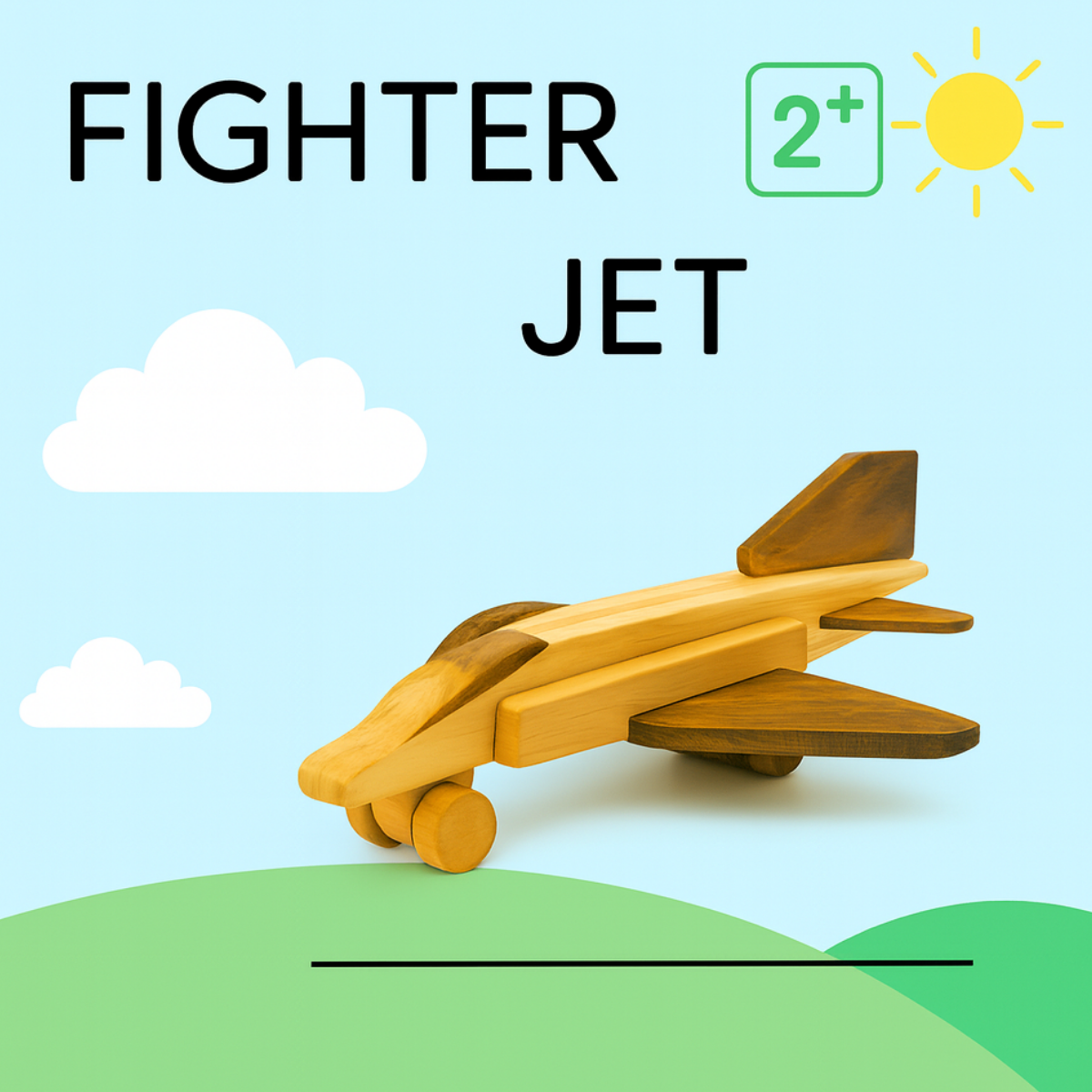 Wooden Fighter Plane – Montessori Vehicle Toy (Age 2+)
