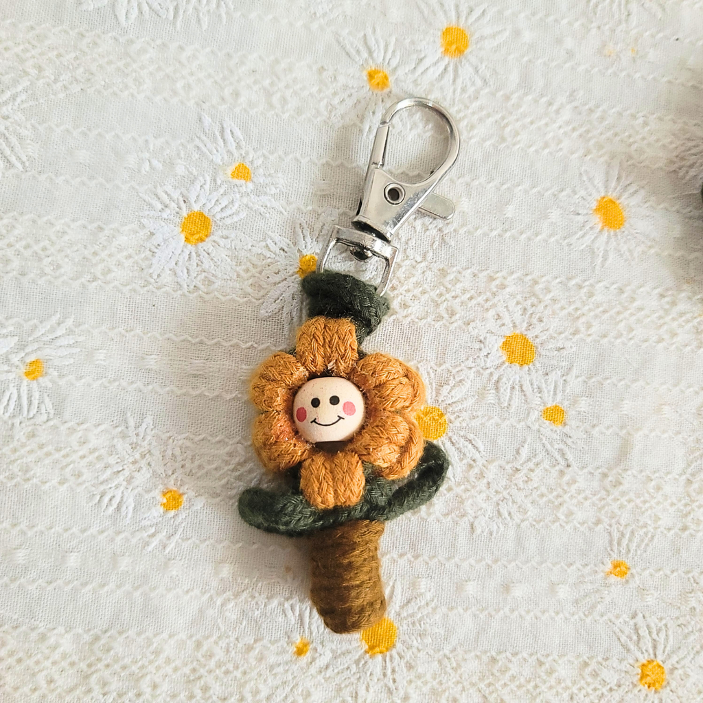 Handmade Macrame Smiley Flower Keychains – Set of 5 | Eco Gift AU Stock