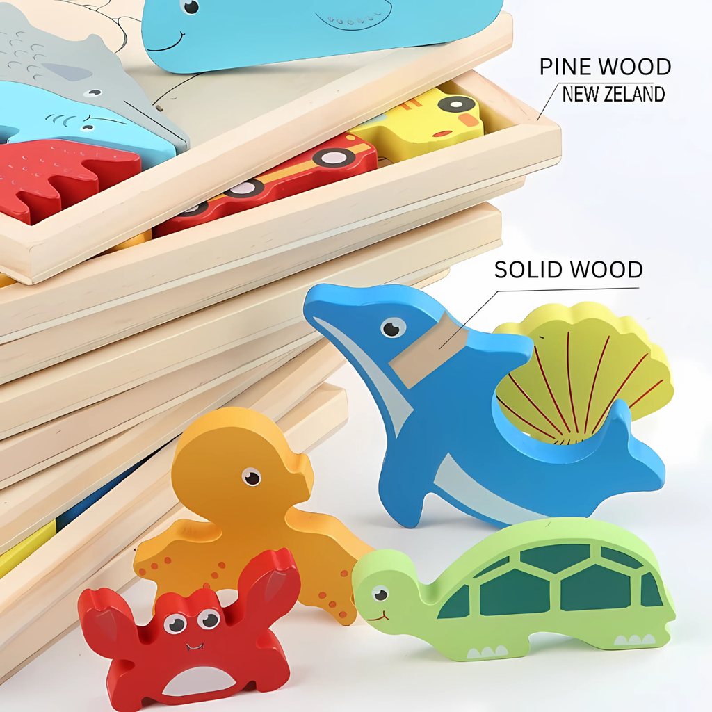 Wooden Logic Puzzle Board - Montessori Educational Toy (Age 3+)