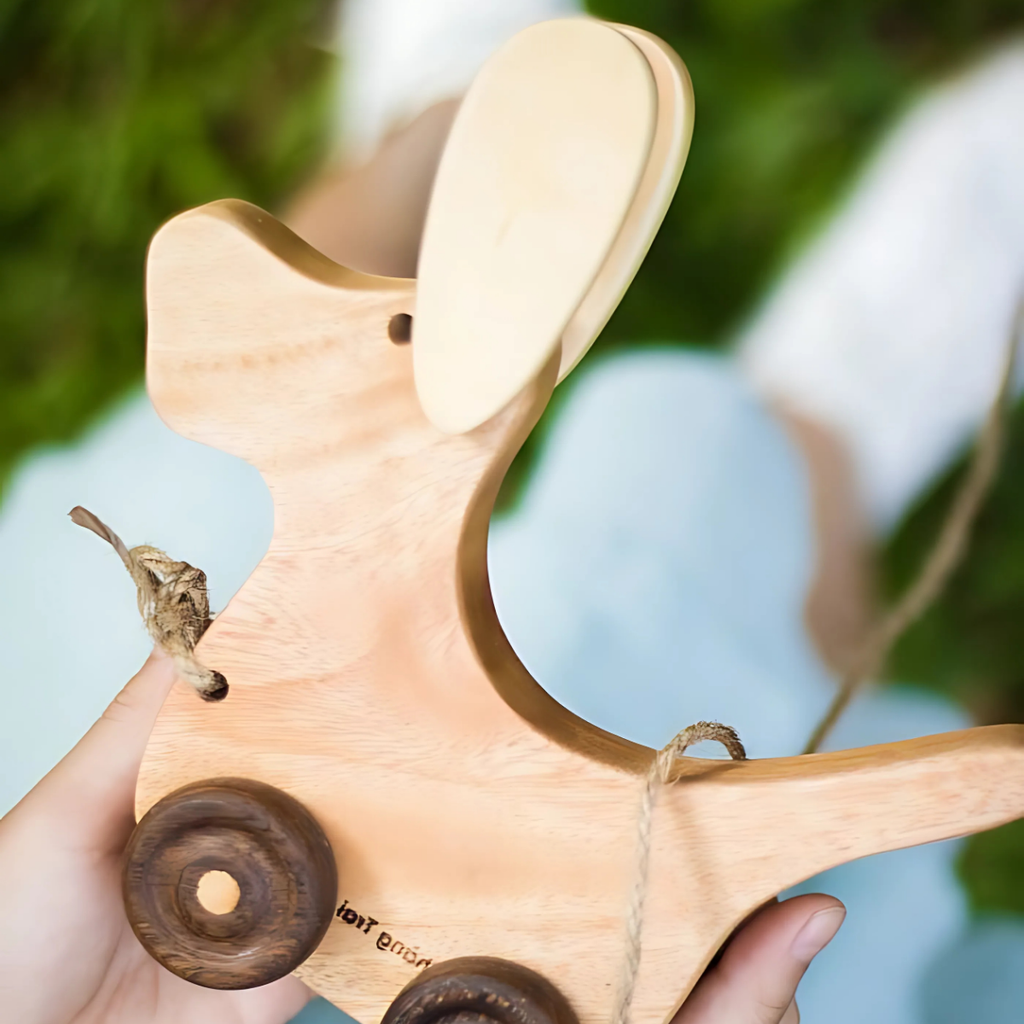 Ear-Flapping Wooden Dog – Montessori Roleplay Toy (Age 2+)