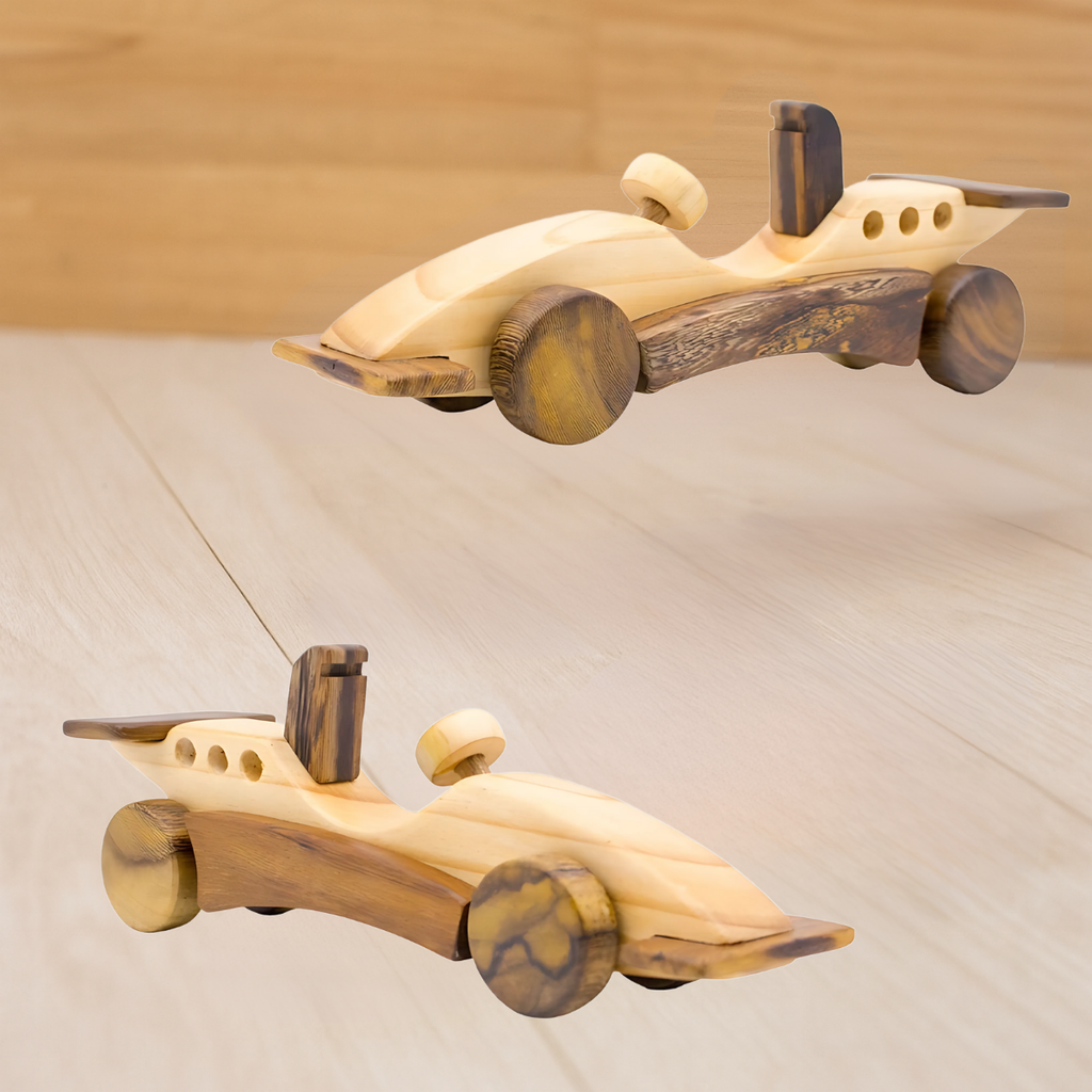 Wooden F1 Race Car – Montessori Vehicle Toy (Age 2+)