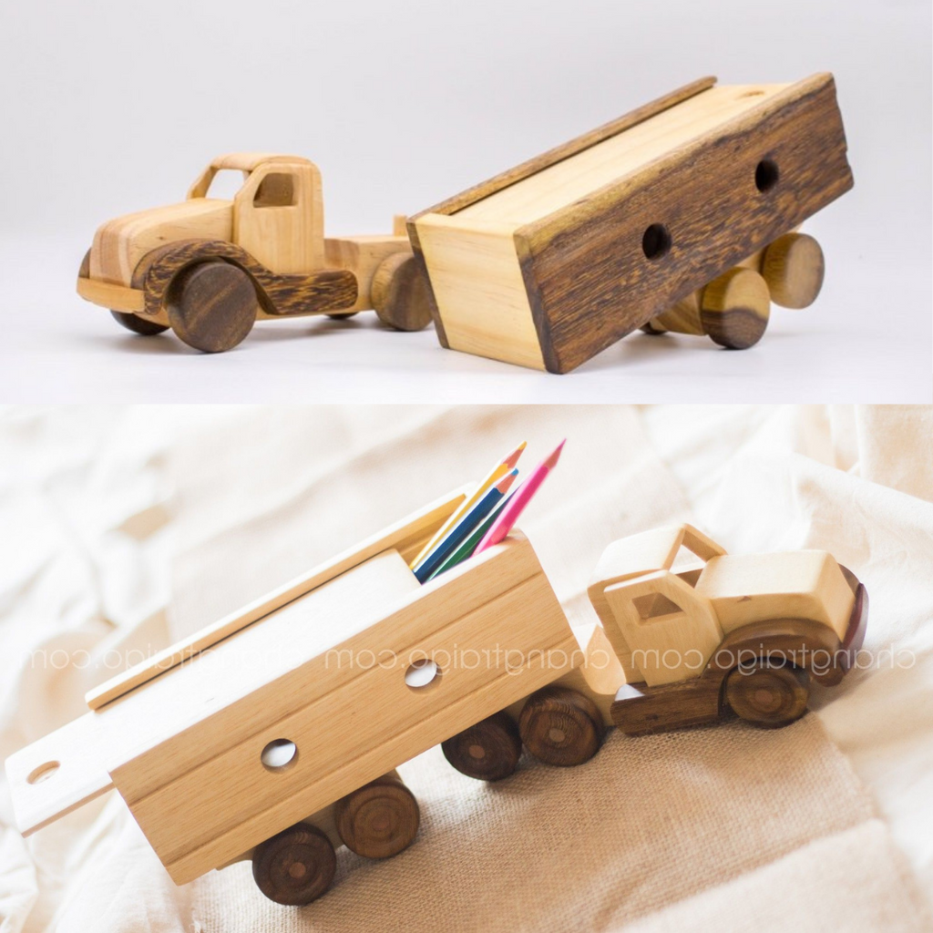 Wooden Container Truck – Montessori Vehicle Toy (Age 2+)
