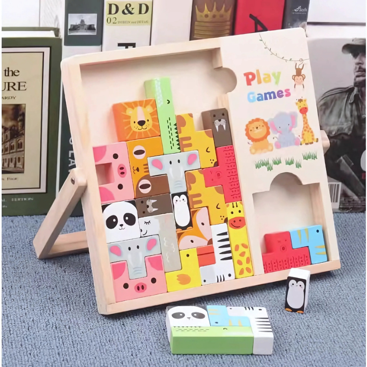 Montessori Wooden Puzzle Block Board – Creative Logic & Spatial Learning Toy for Kids