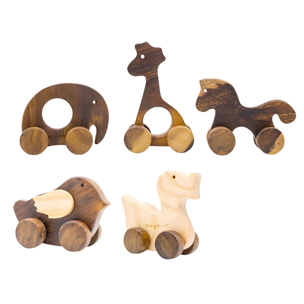 Wooden Animal Set (5 pcs) – Montessori Educational Toy (Age 2+)