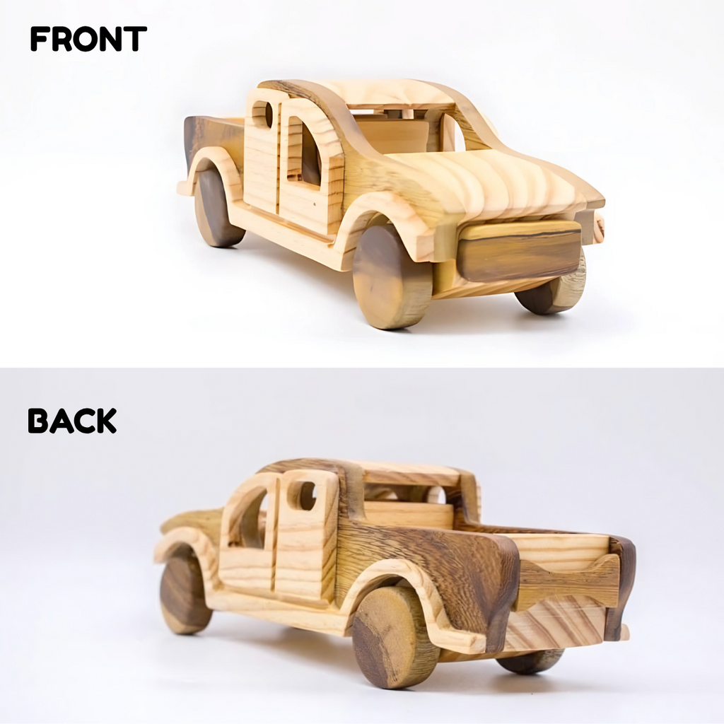 Wooden Pickup Truck – Montessori Vehicle Toy (Age 2+)