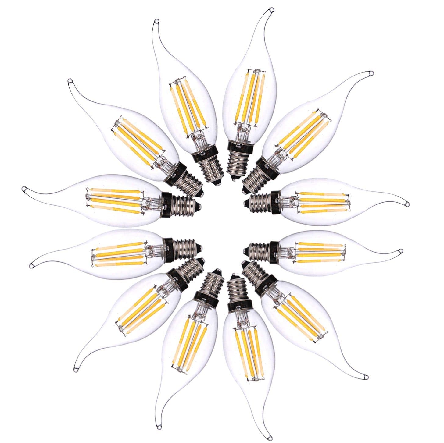 LED E14 Flame Tip Bulbs - 4W Cool White Chandelier Lights