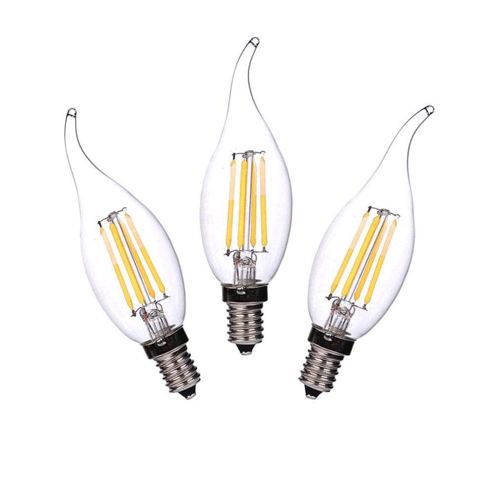 LED E14 Flame Tip Bulbs - 4W Cool White Chandelier Lights