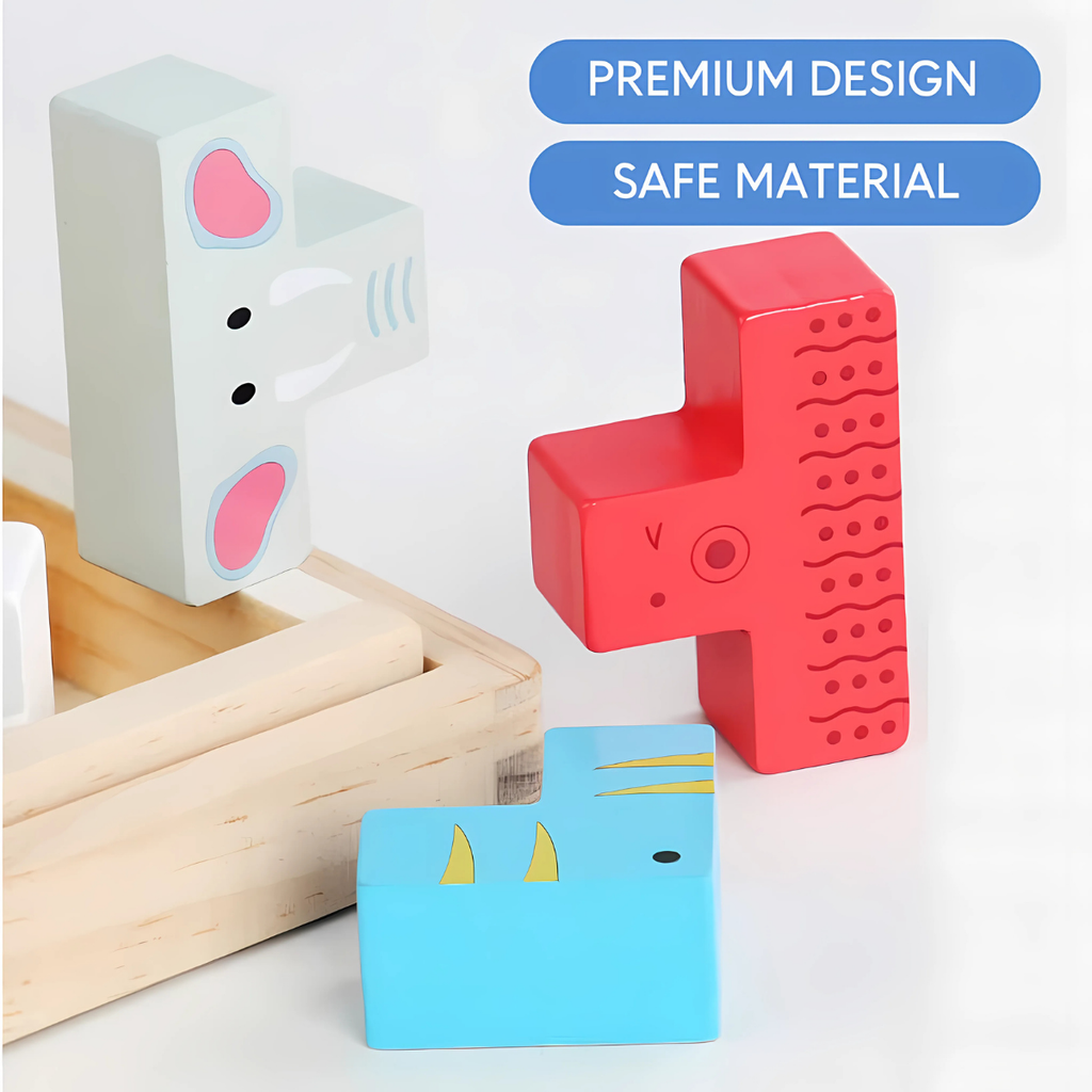 Montessori Wooden Puzzle Block Board – Creative Logic & Spatial Learning Toy for Kids