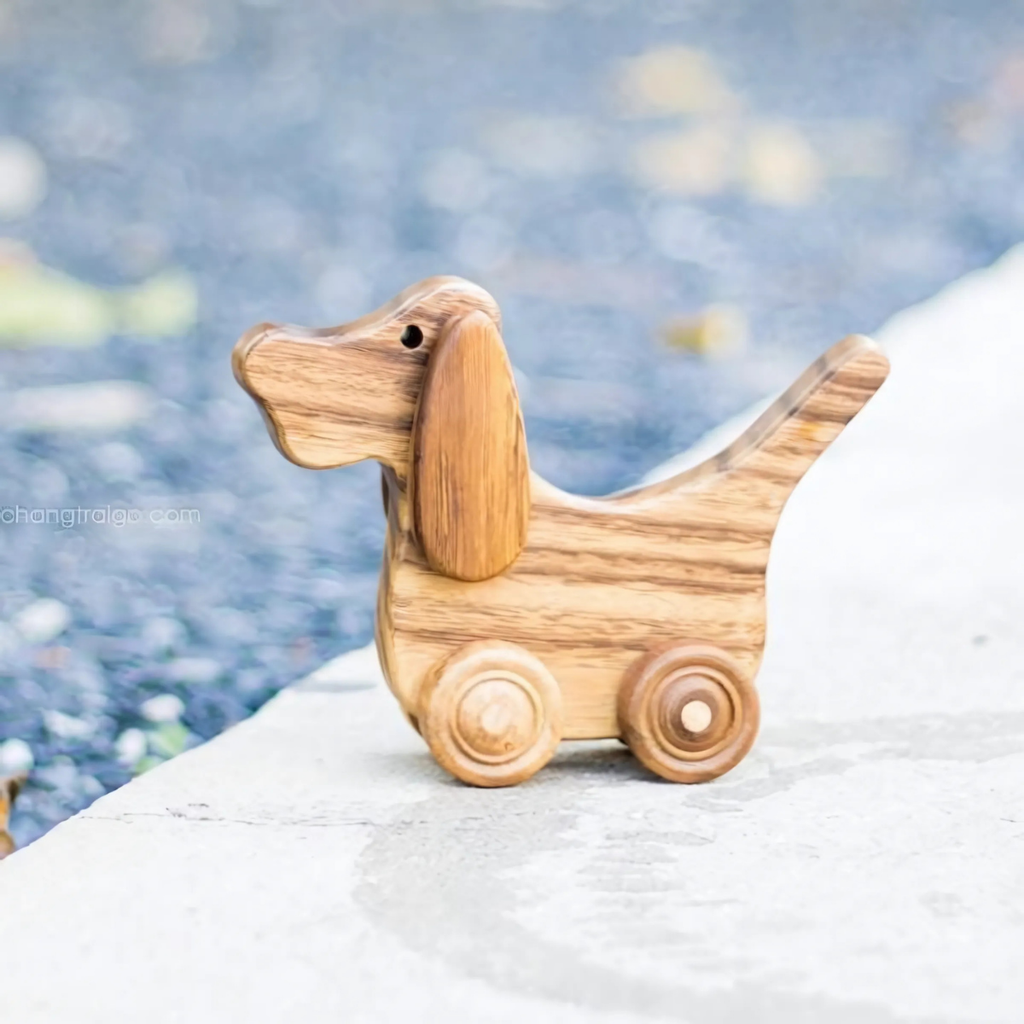 Ear-Flapping Wooden Dog – Montessori Roleplay Toy (Age 2+)