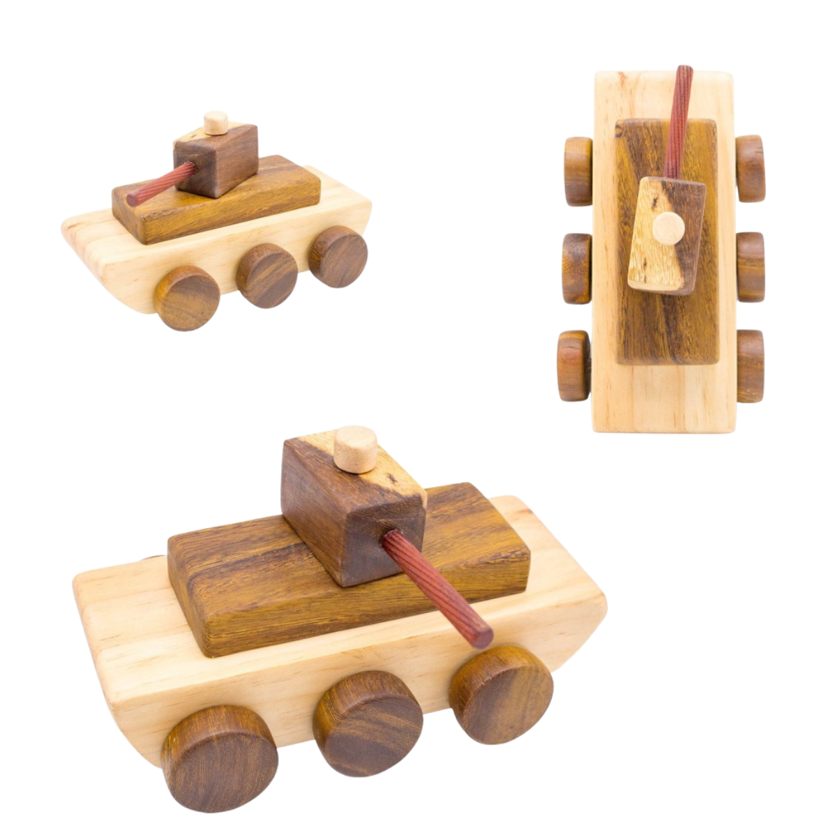 Wooden Tank Model – Montessori Roleplay Toy (Age 2+)