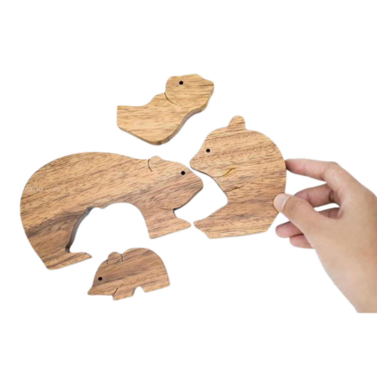 Bear Family Wooden Puzzle – Montessori Educational Toy (Age 2+)