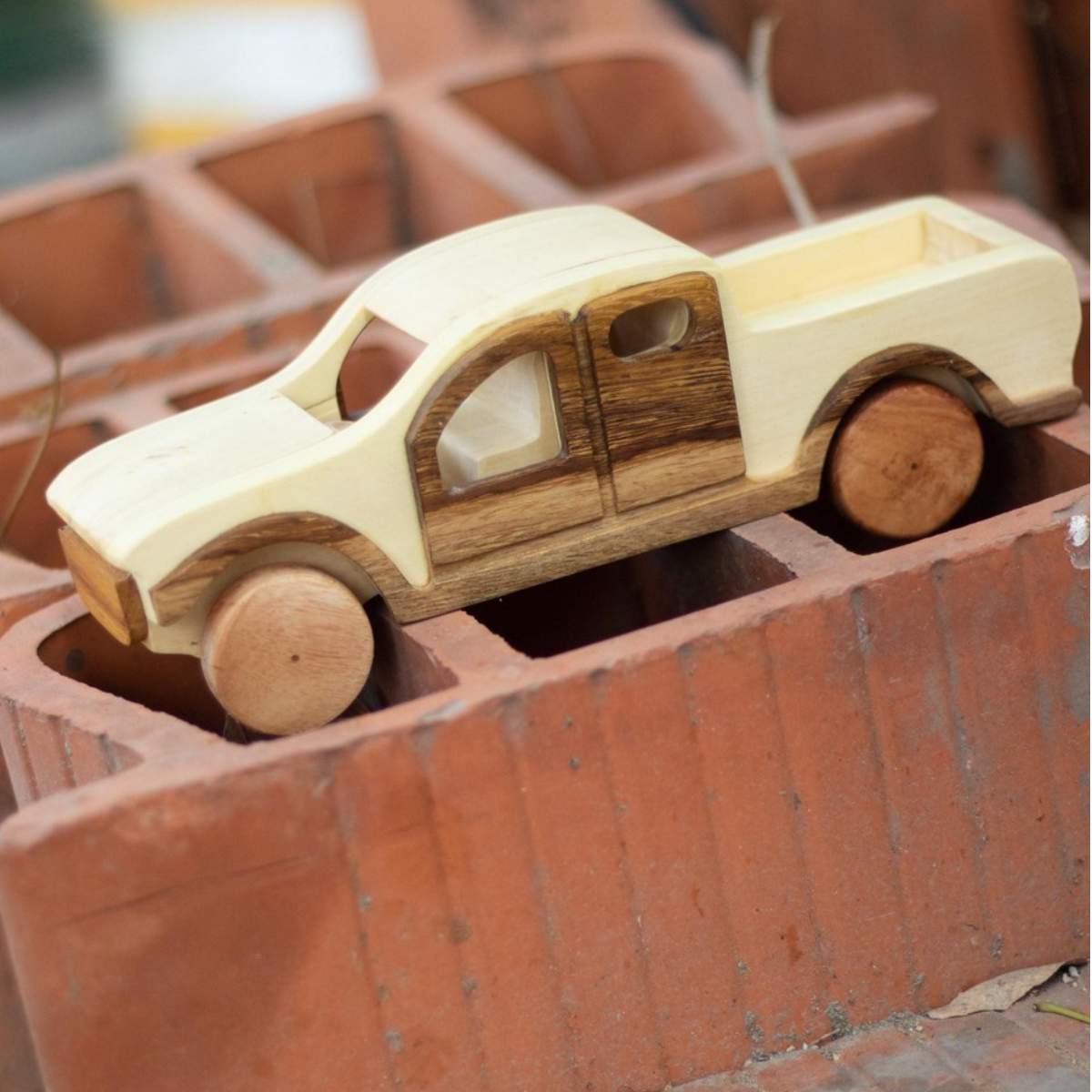 Wooden Pickup Truck – Montessori Vehicle Toy (Age 2+)