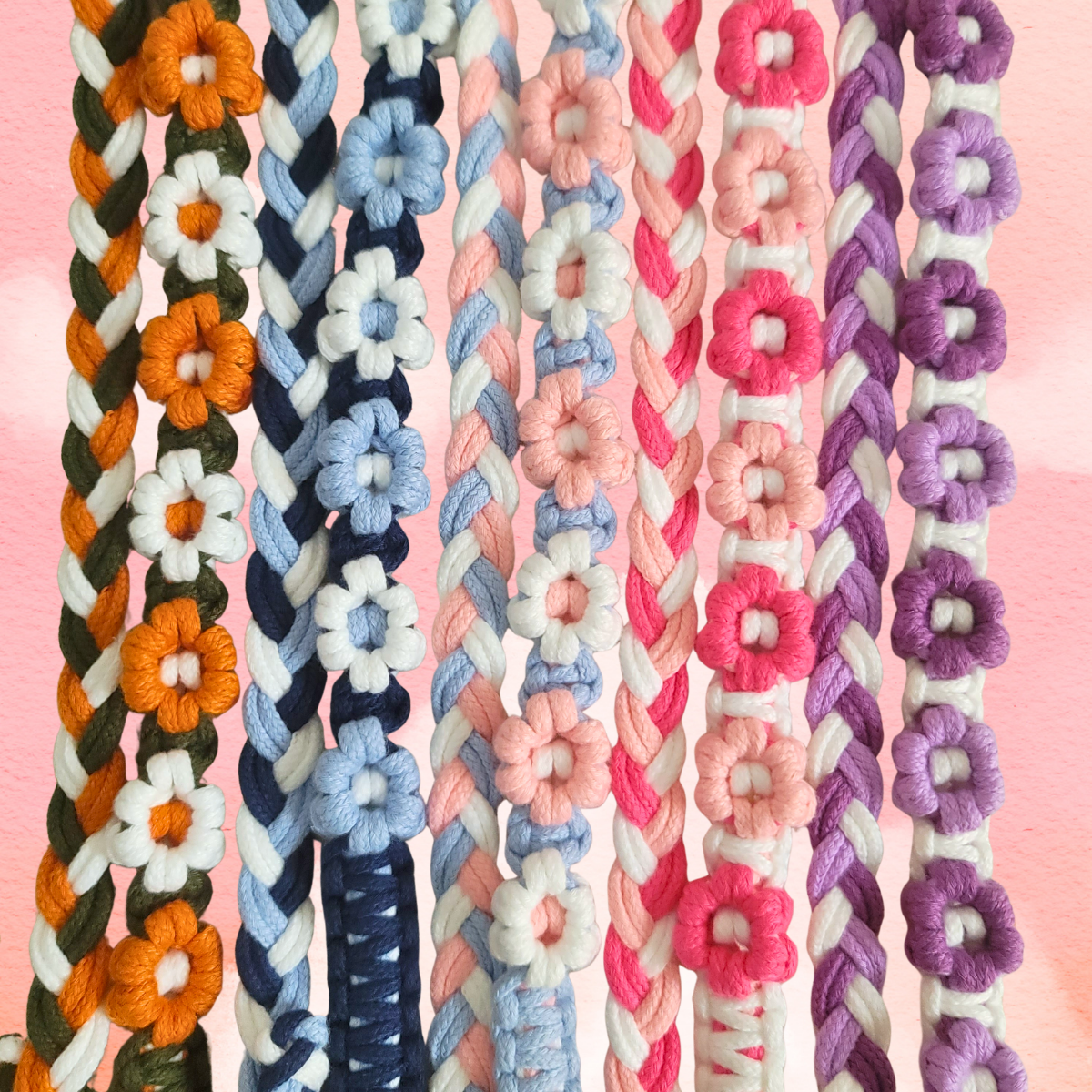 Flower Braided Universal Phone Lanyard – Handmade Cotton Strap | 5 Colour Options