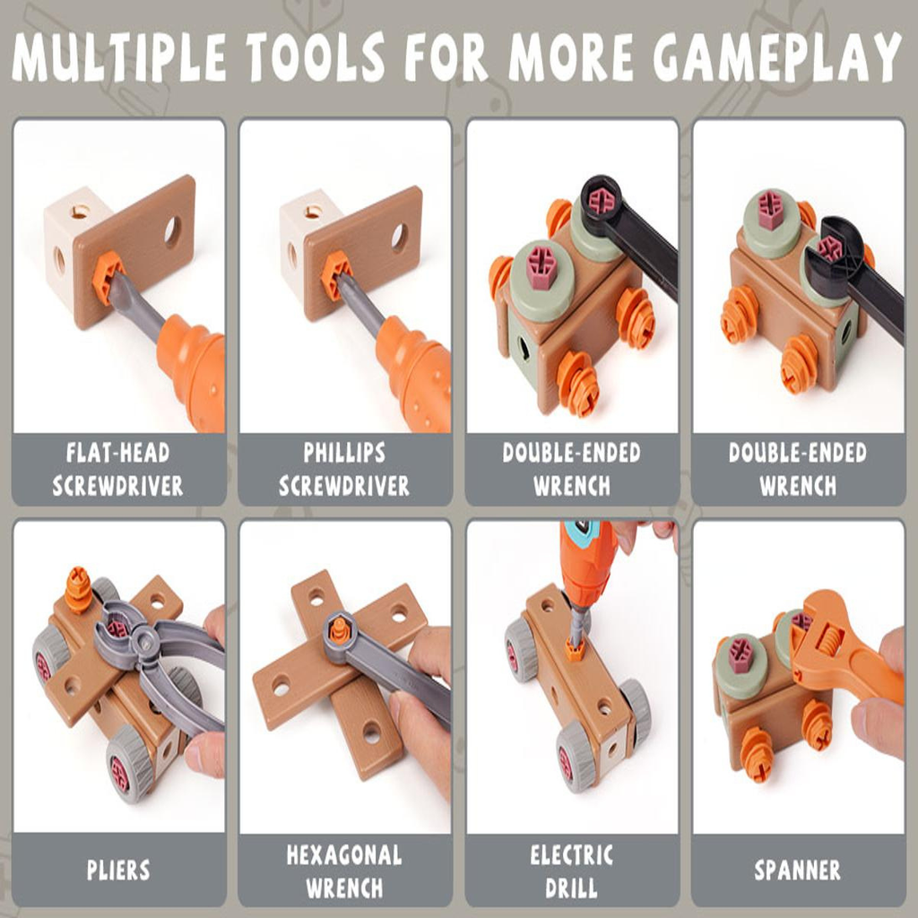 DIY Drill & Build Tool Set (144 pcs) – STEM Educational Toy (Age 4+)