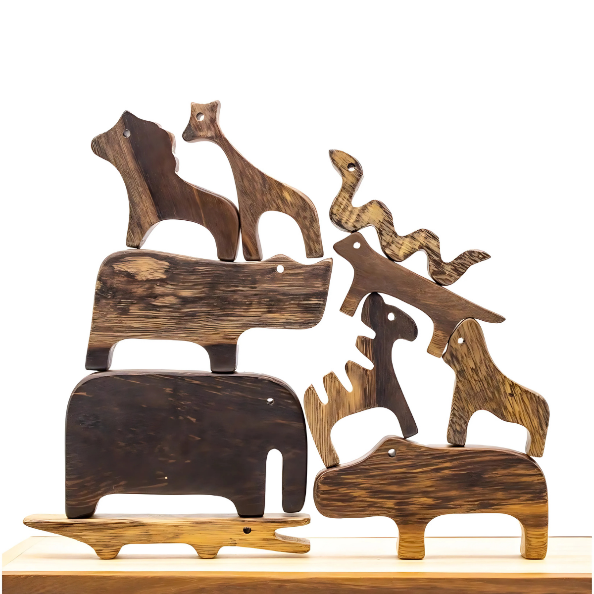 Animal Balancing Wooden Blocks (Box included) – Montessori STEM Toy for Coordination & Problem Solving (Age 2+)