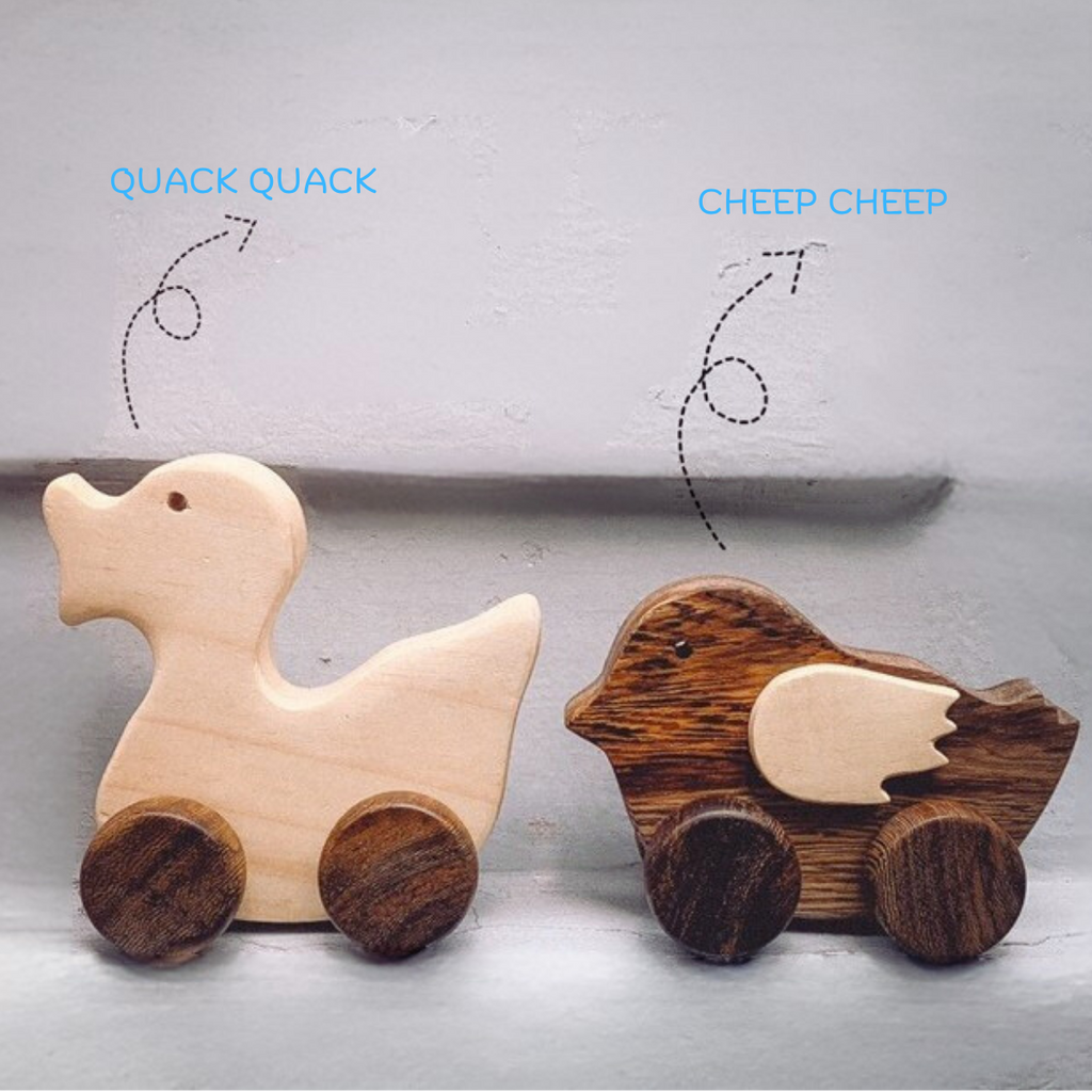 Wooden Chicken & Duck Set – Montessori Roleplay Toy (Age 2+)
