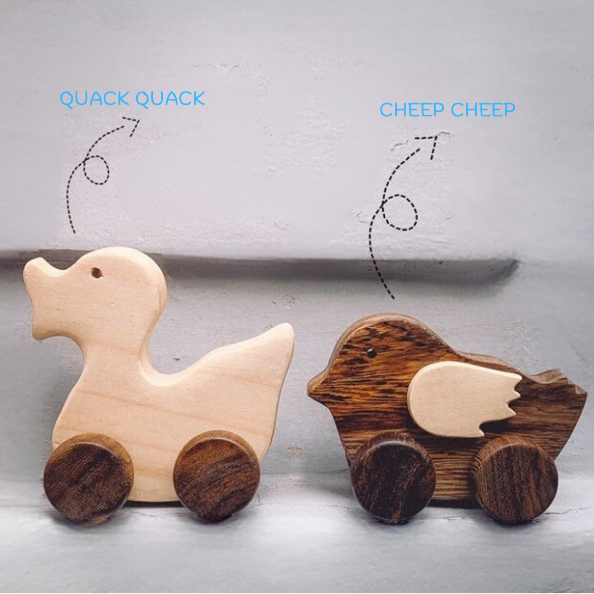 Wooden Chicken & Duck Set – Montessori Roleplay Toy (Age 2+)