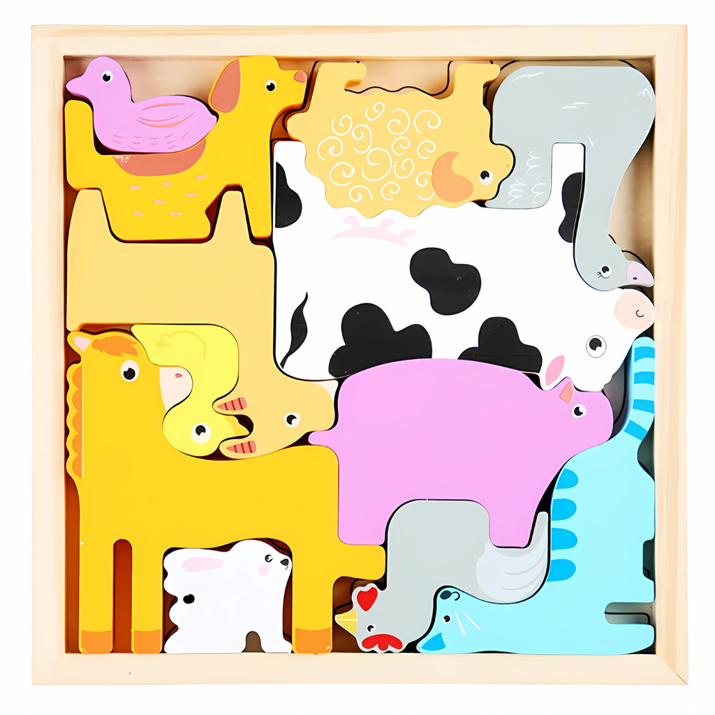 Wooden Logic Puzzle Board - Montessori Educational Toy (Age 3+)